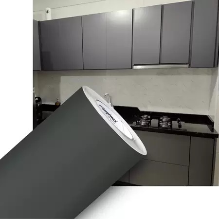 Adesivo Envelopamento Armários Cozinha Cinza Grafite Fosco 6m x 60cm