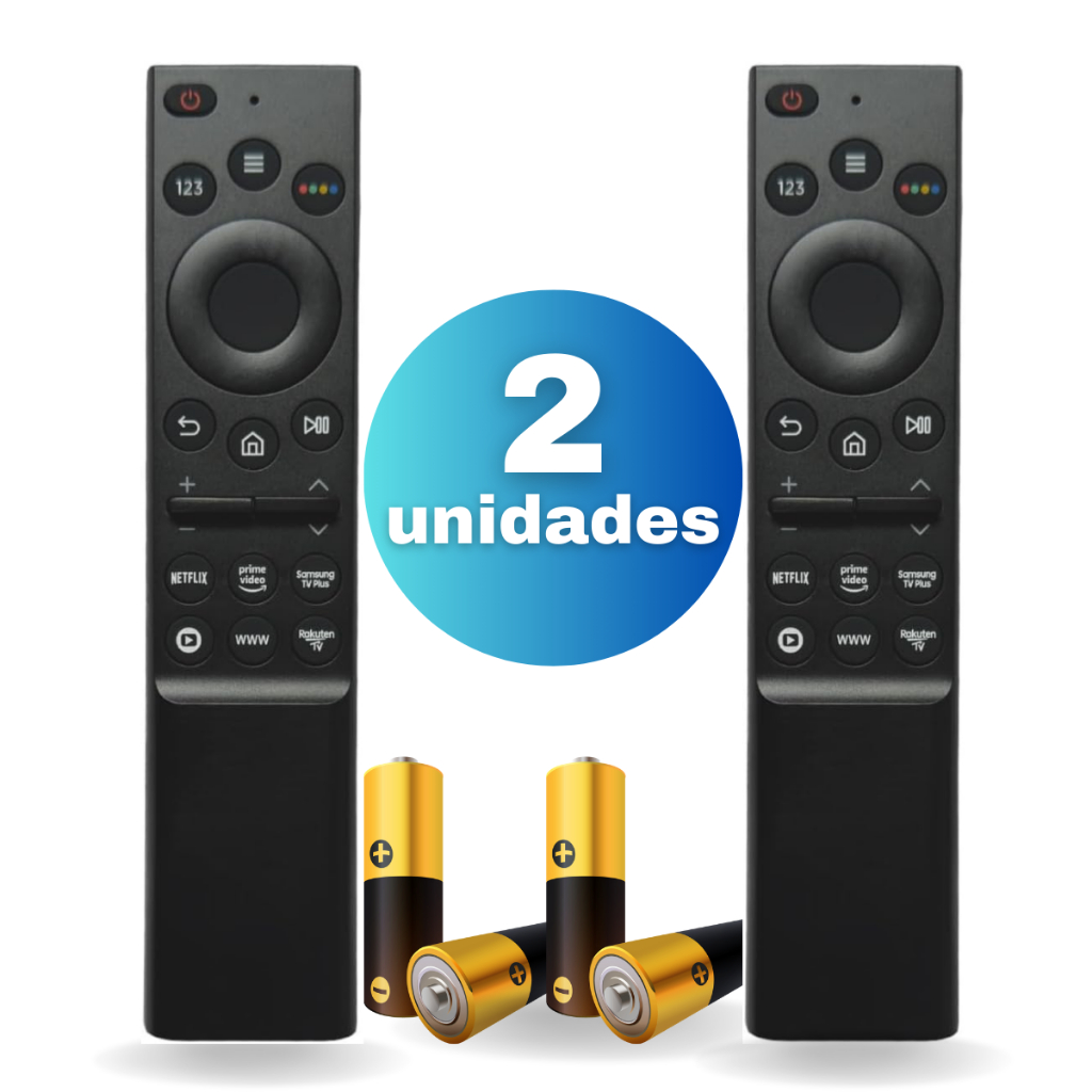 Kit 02 Controle Remoto Smart Tv Compatível com SAMSUNG 4K 8K QLED UHD CU8000 AU7700 q80A TVPlus