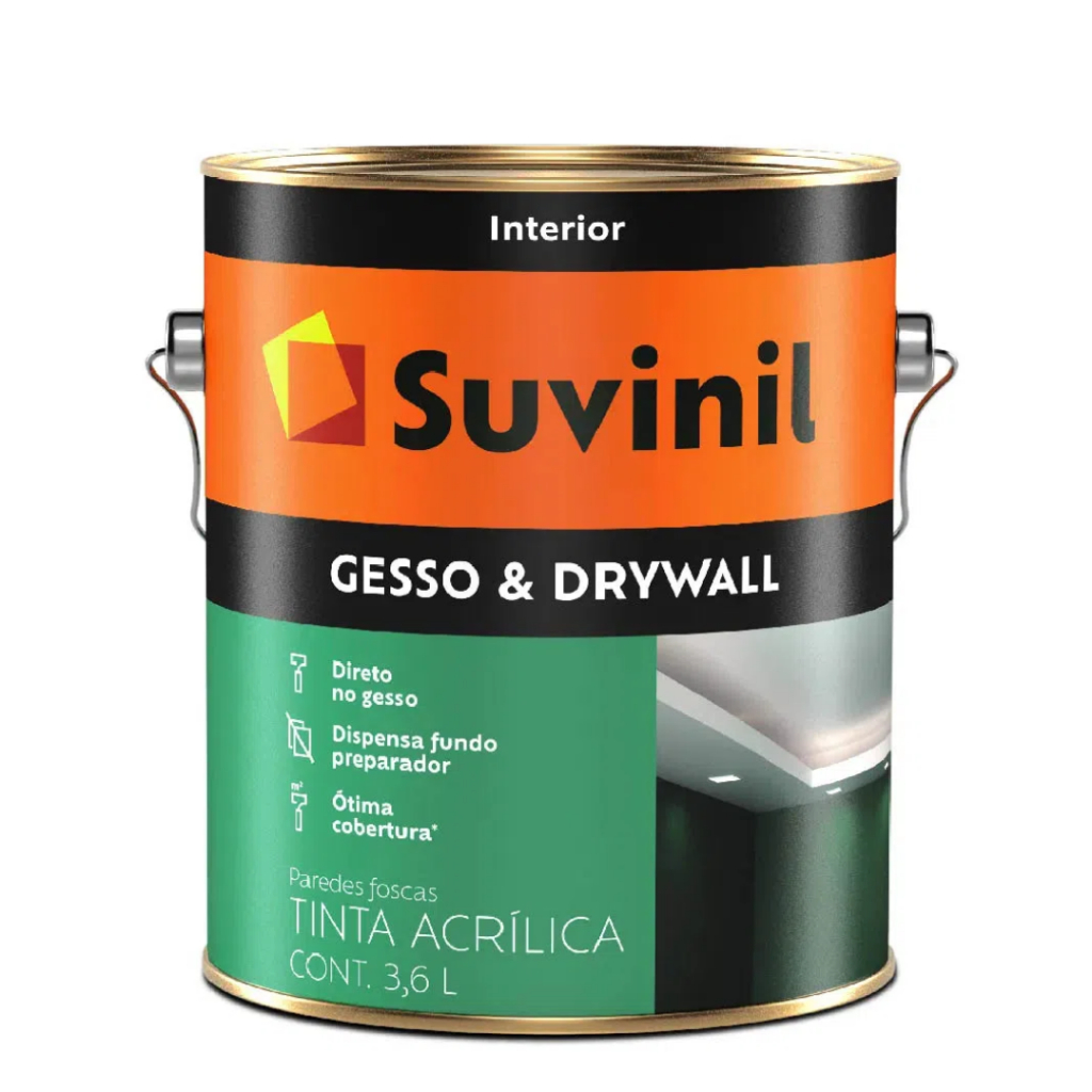 Tinta Para Gesso e Drywall Fosco Branco 3,6l Direto no Gesso e Drywall Acrílica Suvinil em Oferta na Shopee