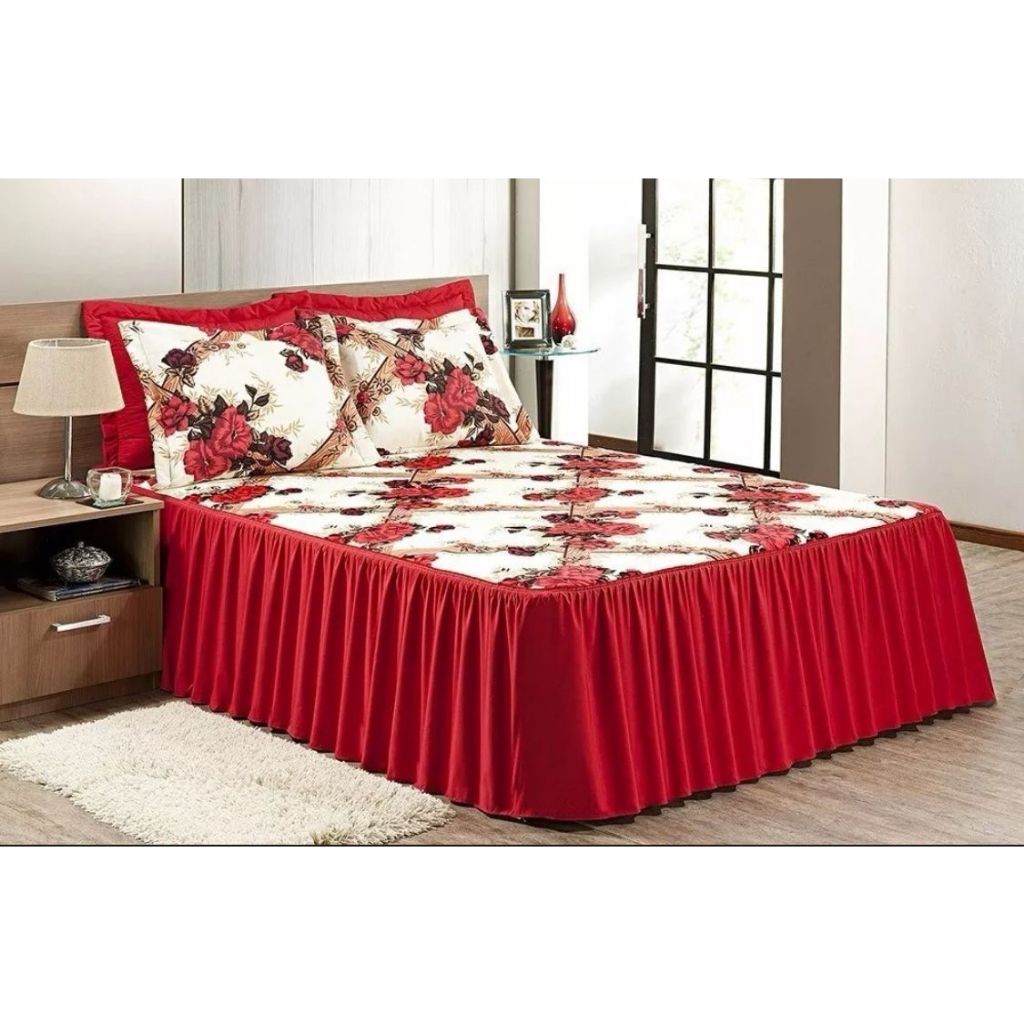 Jogo de Colcha Floral Cama Box Casal Queen Luxo Estampada em Oferta na Shopee