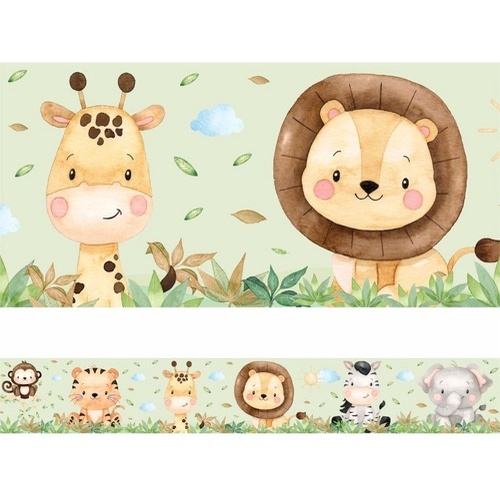 Faixas Decorativas Adesivo Infantil Bebê Safari Novo - FXBOR39