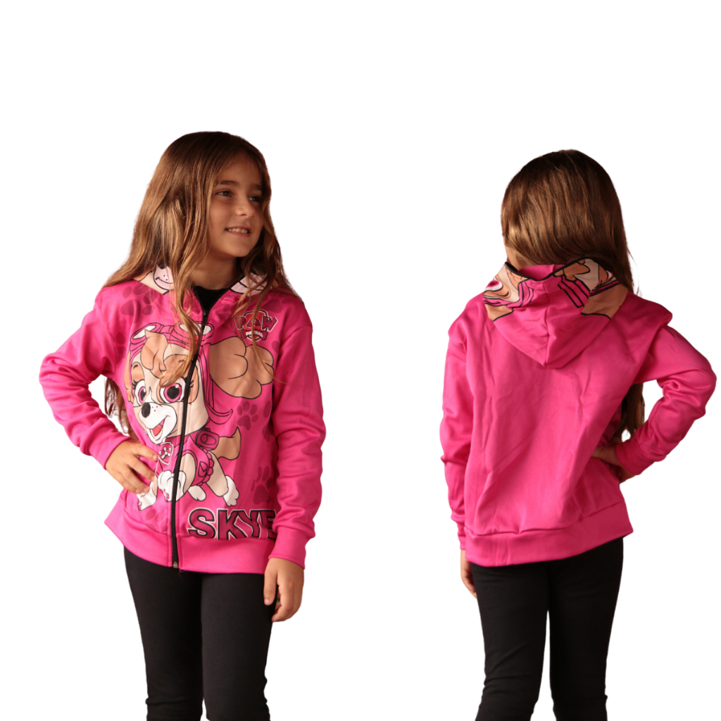 Blusa Moletom infantil Poliéster Flanelado Capuz Vira Máscara da Skye Patrulha Canina