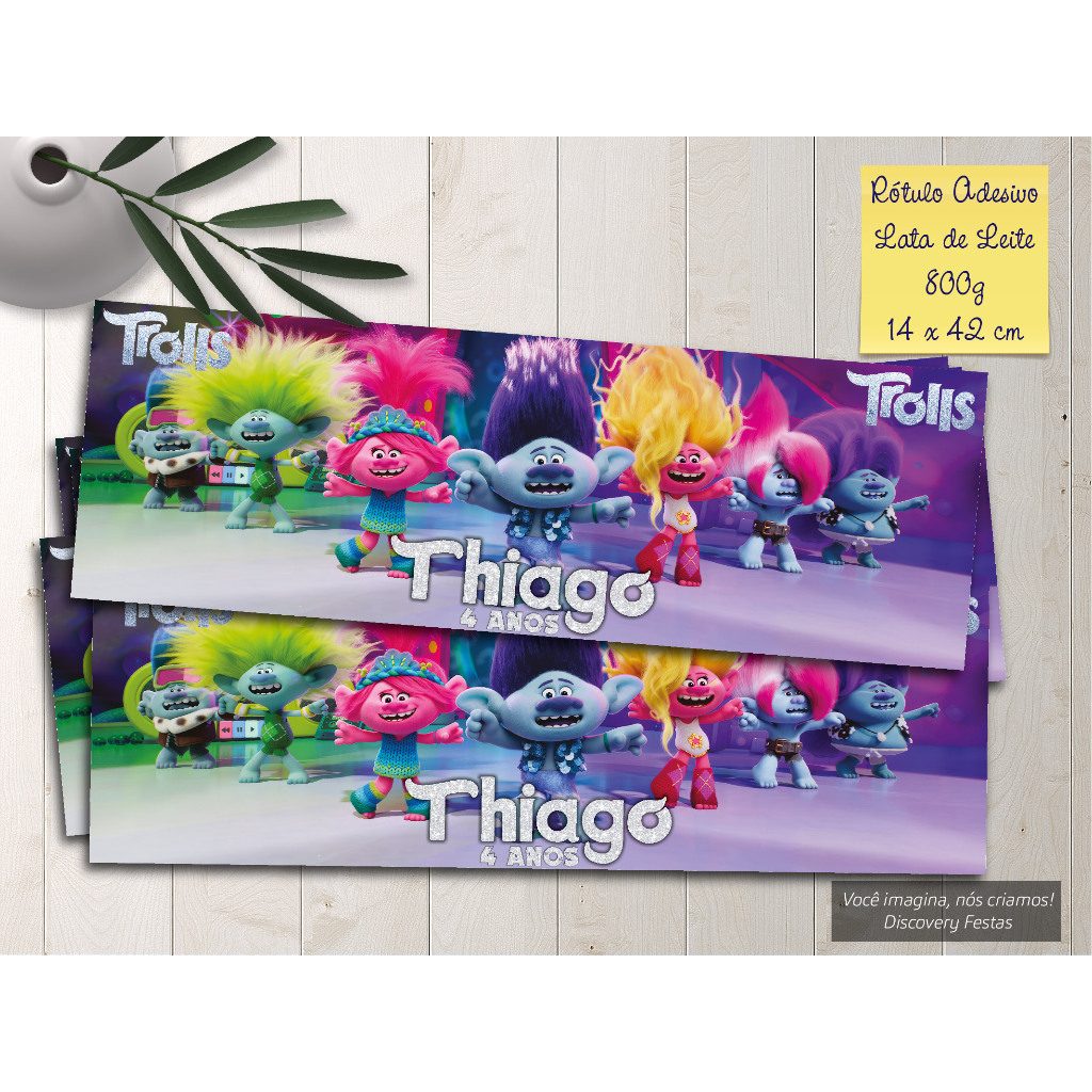 Rótulo Adesivo Lata de Leite 800g Trolls