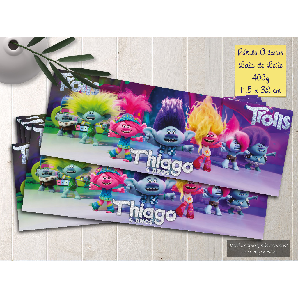 Rótulo Adesivo Lata de Leite 400g Trolls