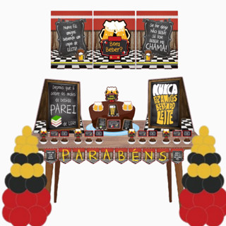 Kit festa em casa só um bolinho Boteco adulto decoração aniversario + topo de bolo em Oferta na Shopee