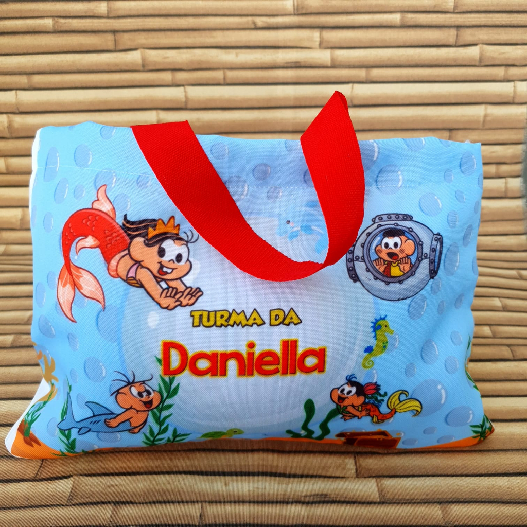 Sacolinha Eco Bag 28x19cm Personalizada Turma da Monica  Festa Aniversário Lembrancinha Saquinho Infantil