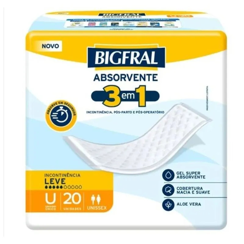 Absorvente Geriátrico Bigfral 3 em 1 (20 Unidades)
