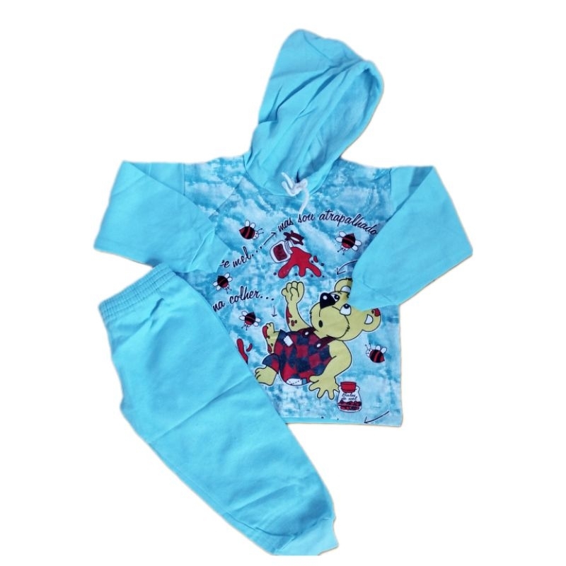 kit com 2 ou 5 conjuntos(calça  + blusa)de moletom flanelado com leves defeitos.