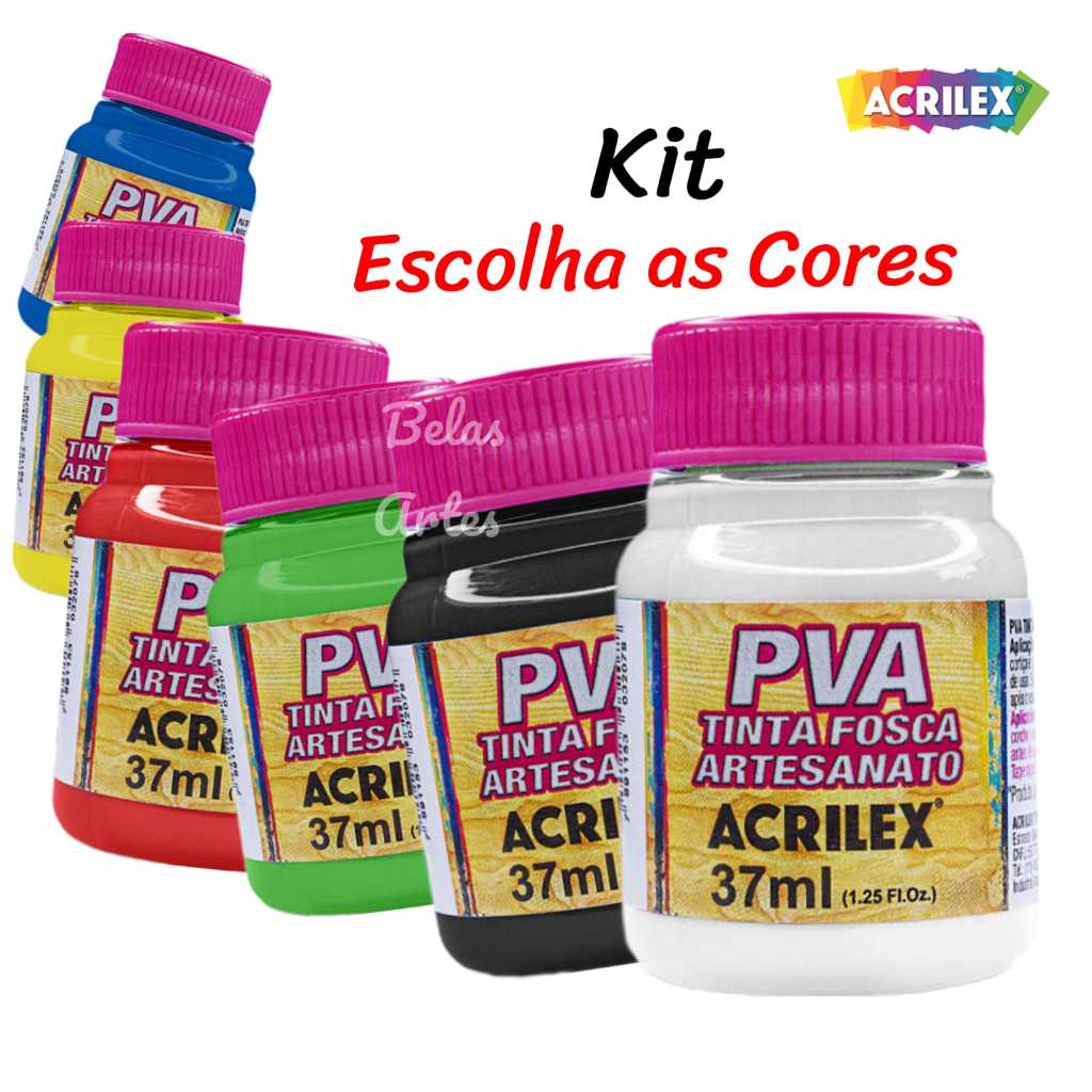 Tinta Pva 37ml Acrilex Unidade ou KIT 2 / 3 / 4 / 6 Tintas (1°Parte) em Oferta na Shopee