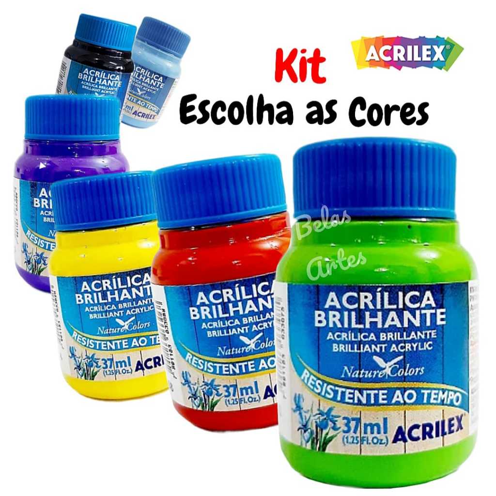 Tinta Acrílica Brilhante 37ml Acrilex  Kit com 1/ 2 / 3 / 4 / Tintas em Oferta na Shopee