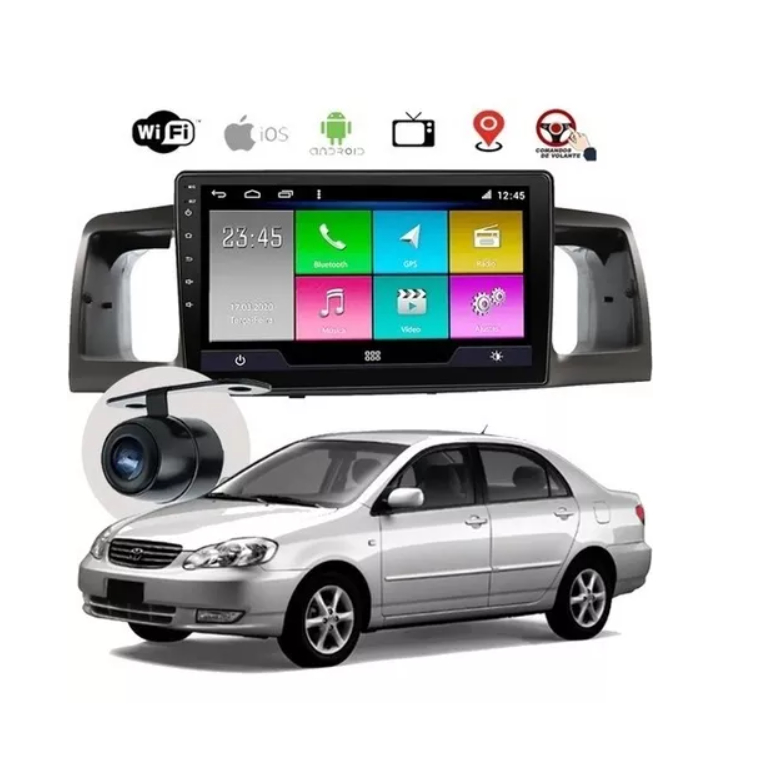 Central Multimidia para Toyota Corolla 2013 com Kit (TELA ,CHICOTE e MOLDURA)
