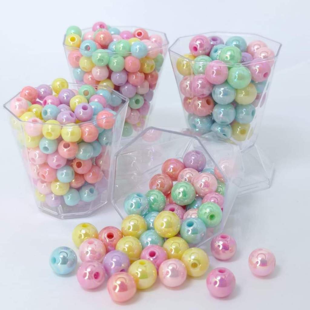 Bola 8mm Miçanga Candy Color Irisada Brilho 50/100 und p/ fazer pulseira DIY Cintilante em Oferta na Shopee
