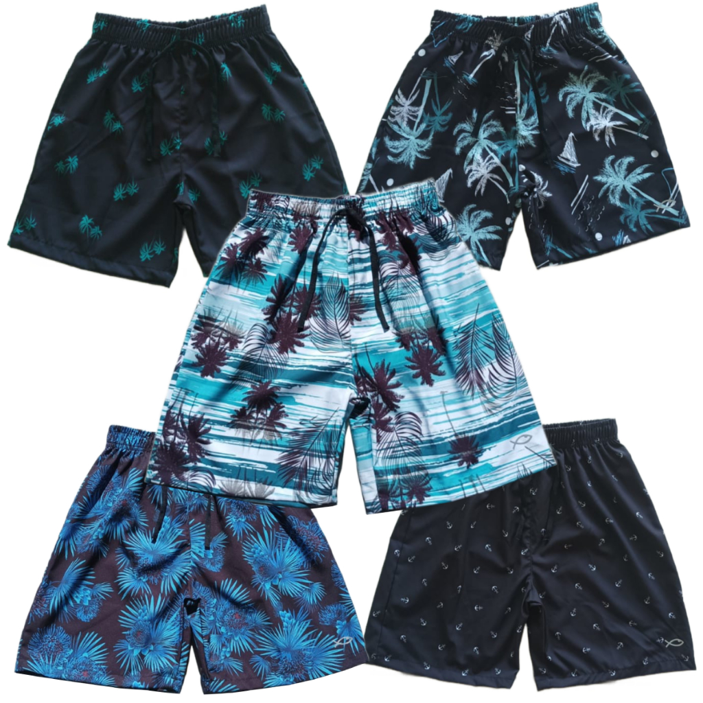 Bermuda Infantis de Elástico Juvenil Tactel com Elastano Praia Masculina Estamdado