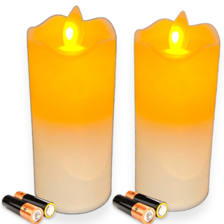 Kit 2 Velas Eletronica Lisa Chama Viva Enfeite  C/ 4 Pilha em Oferta na Shopee