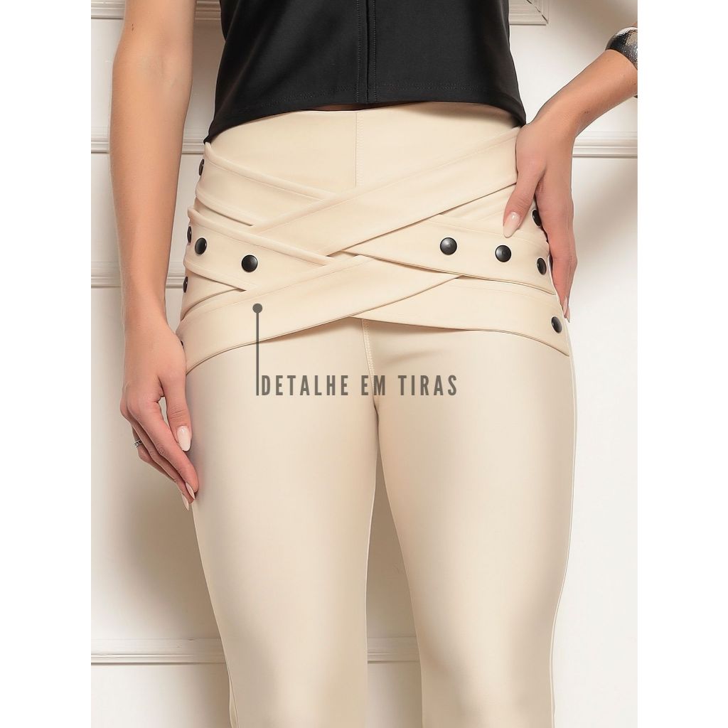 Calça Emagrecedora Prd Cinta Trançada Flare Efeito Lipo Modeladora Feminina Com Botão