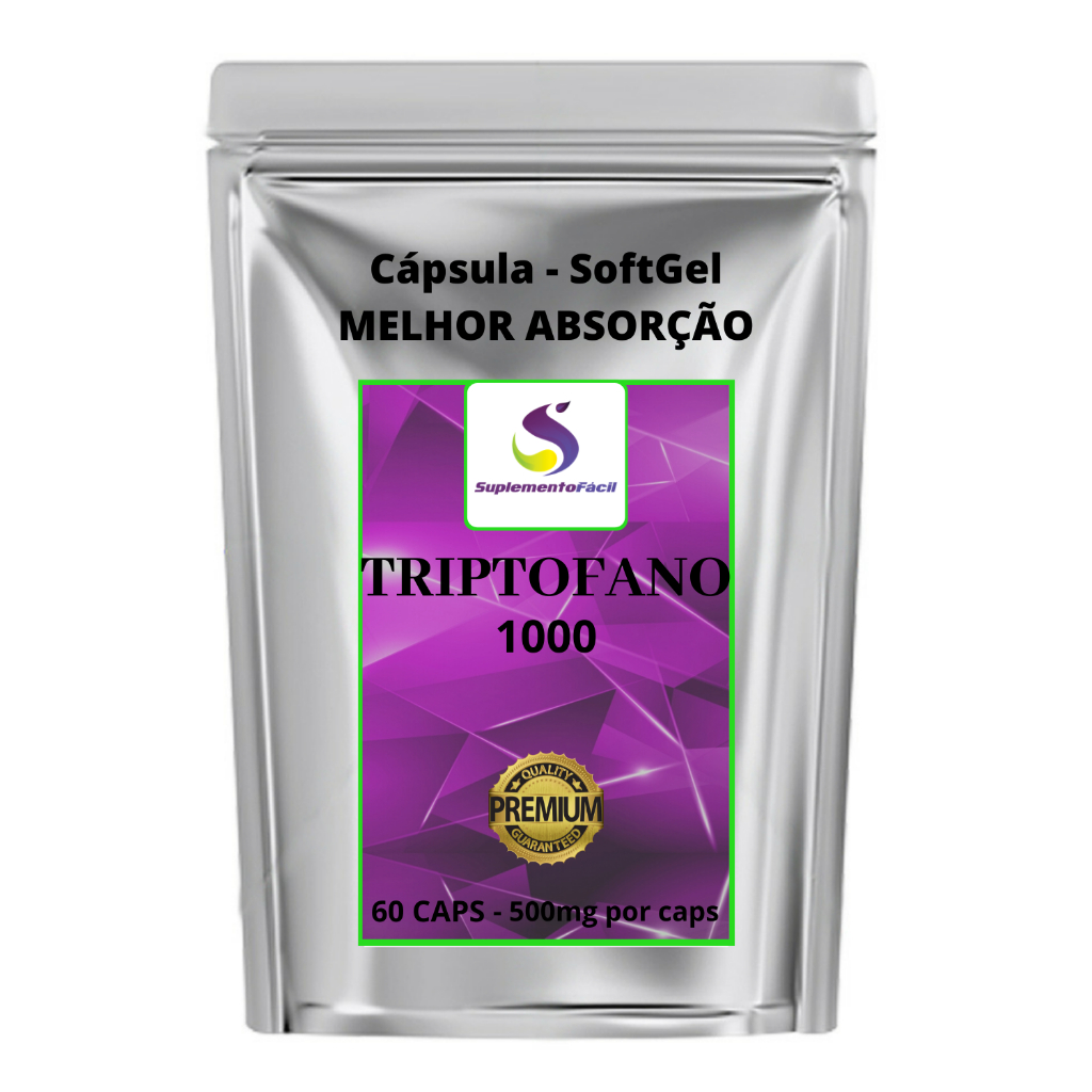 Triptofano 1000mg L Triptofano Softgel  60 Caps - Suplemento Fácil