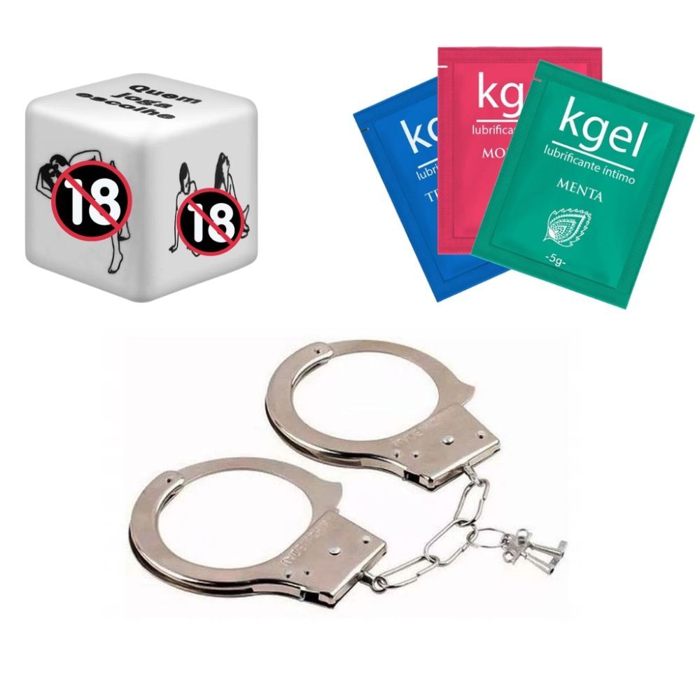 Kit Erótico Algema + Dado Posições + 3 Sachês Lubrificante Kgel SEX SHOP em Oferta na Shopee
