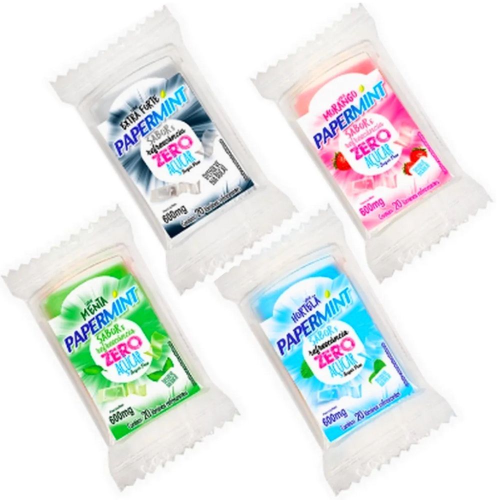 4 Lâminas PaperMint Solúveis 0 açúcar Sabores Morango menta hortelã e extra forte em Oferta na Shopee