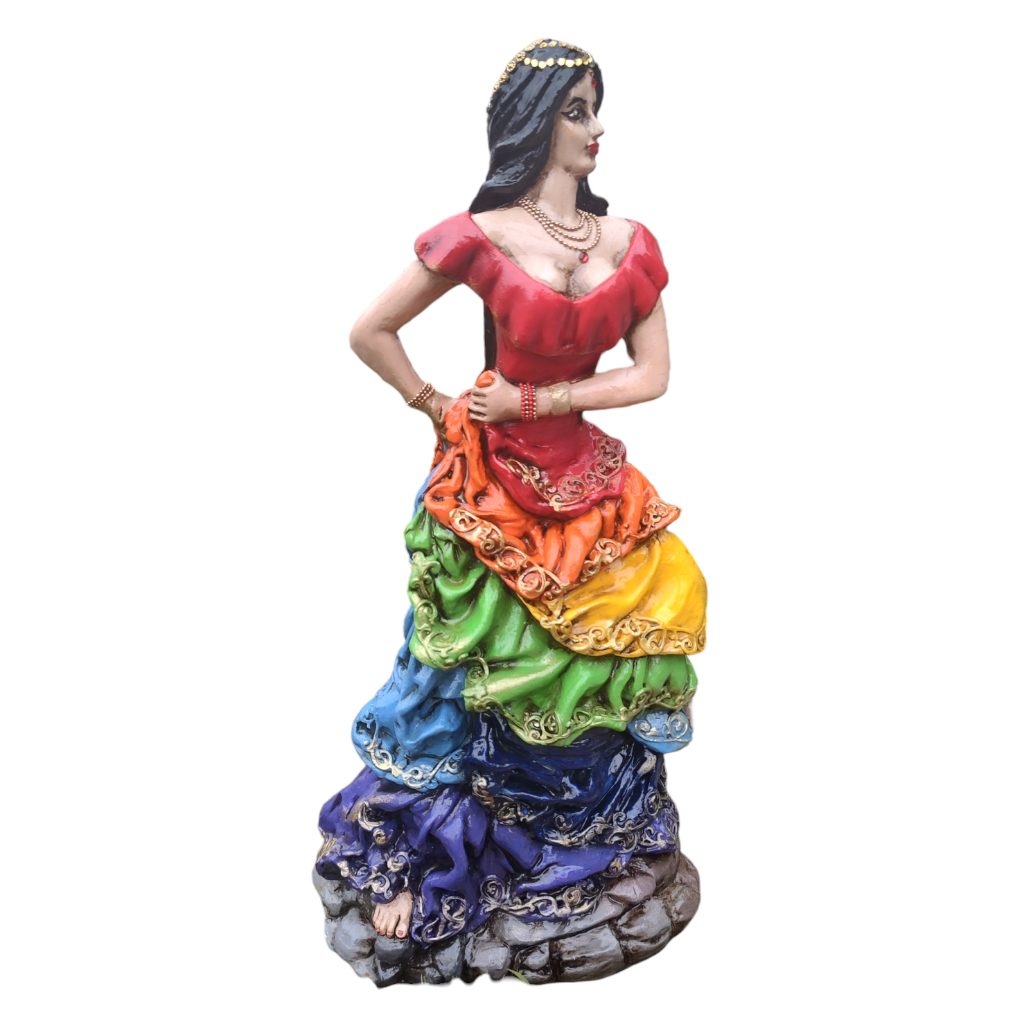 Imagem Cigana Pombogira Sete Saias - 38cm - Gesso - Saia Arco Iris