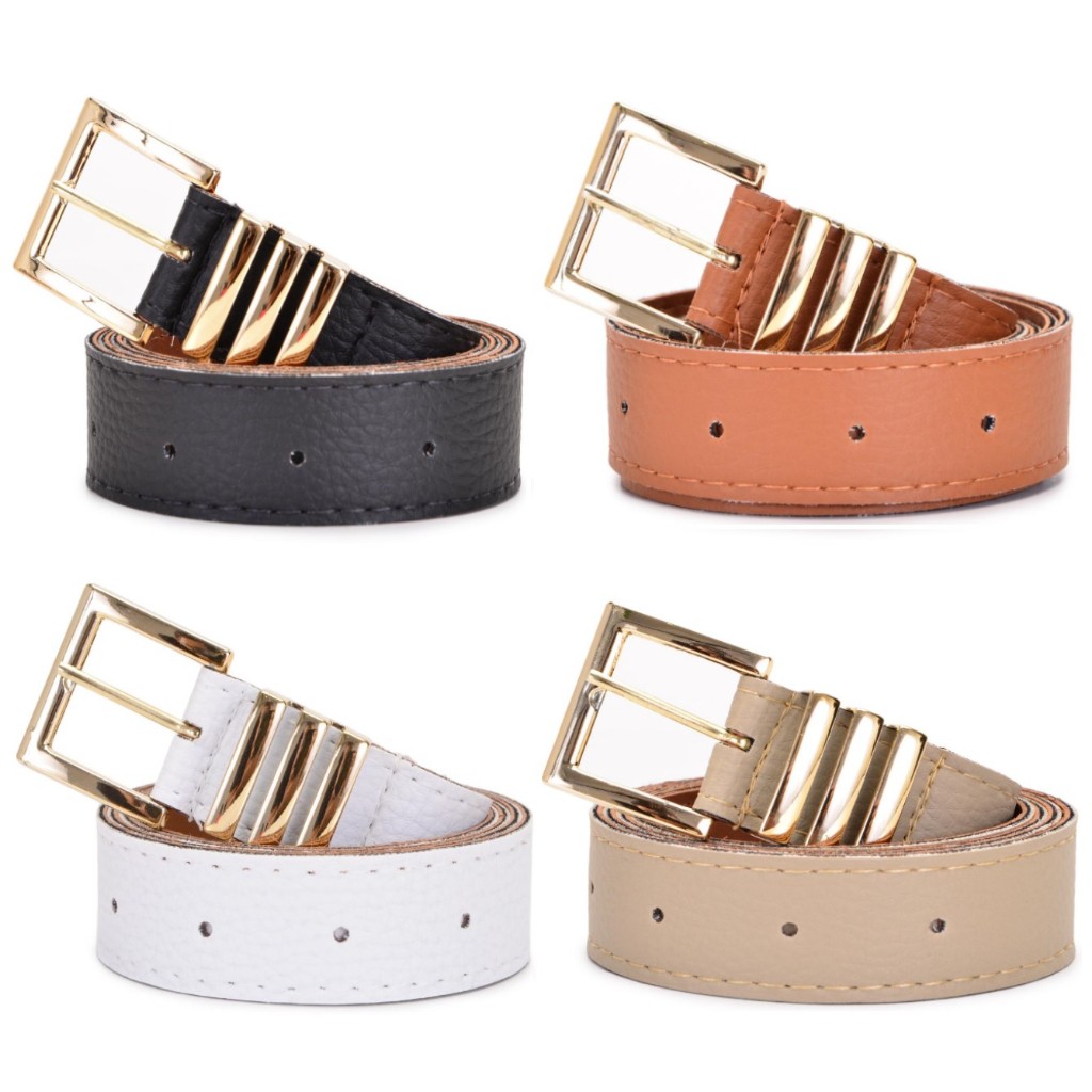 Kit 4 Cinto Feminino 1,10 cm Fivela Dourada Com Passador Moda Fashion Oferta Cintos 2,5 Largura