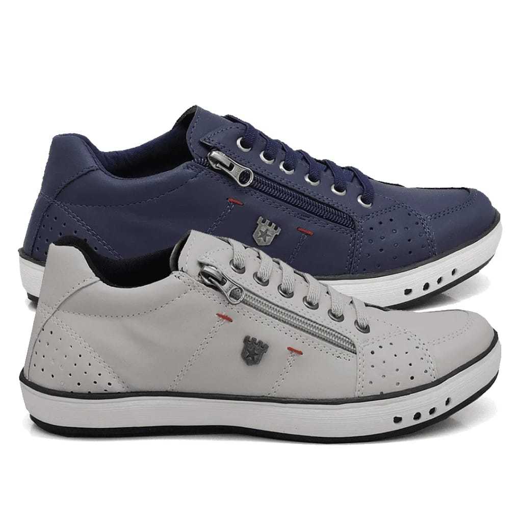 Kit 2 Pares Sapatenis Casual esportivo Sapato Com Zíper elástico Tênis Confortável festas ...