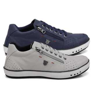 Kit 2 Pares Sapatenis Casual esportivo Combo Sapato Com Zíper elástico Tênis Confortável festas em Oferta na Shopee