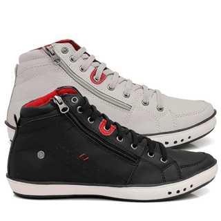 Kit 2 Pares Botinha Casual Estilosa Sapatênis Masculino Couro esportivo Bota Cano Médio casamento em Oferta na Shopee