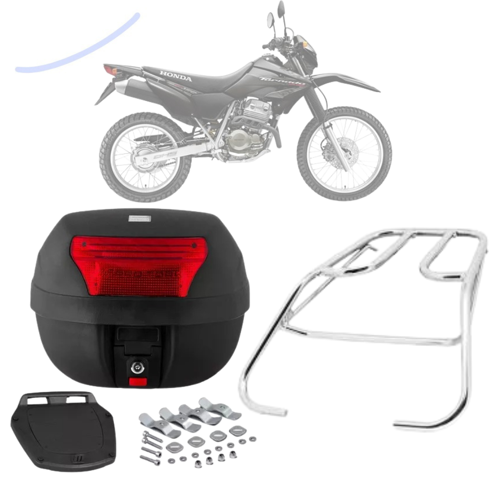 Bauleto Bau 28 Litros Com Bagageiro Sansão Churrasqueira Moto Tornado