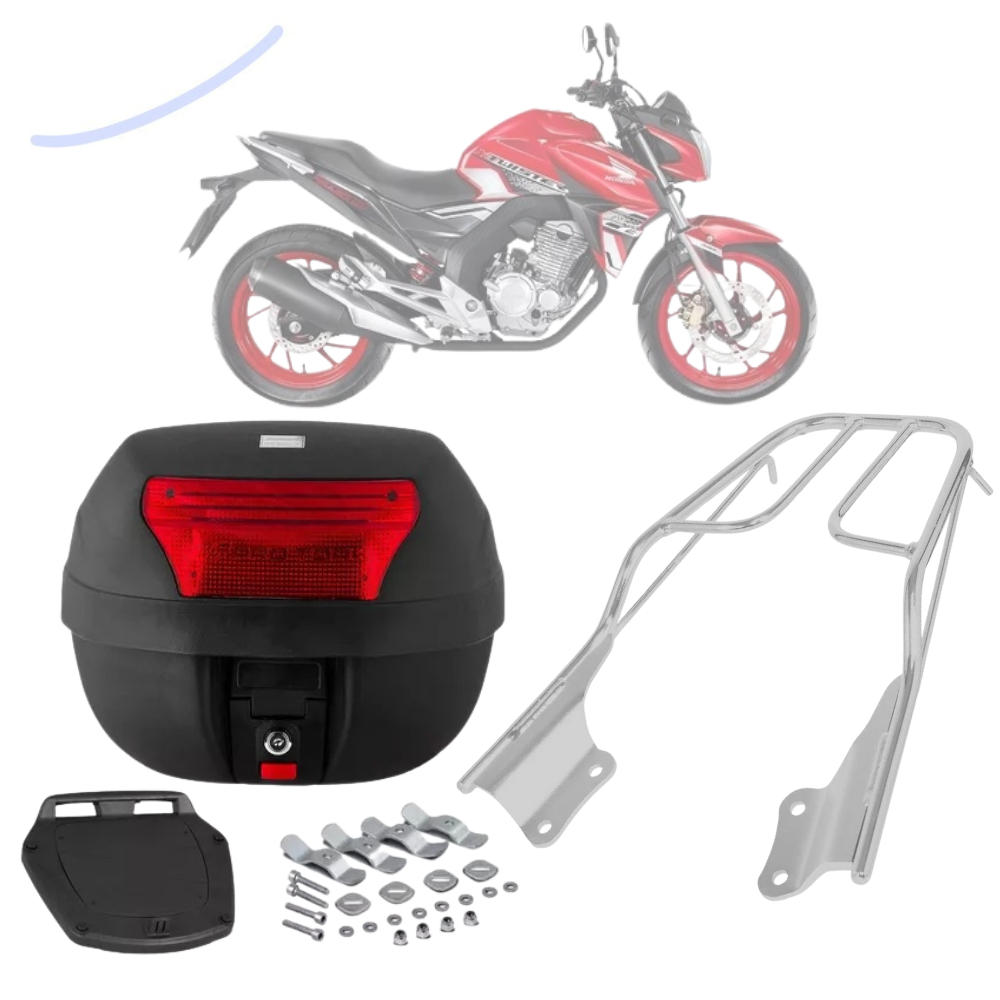Bauleto Bau 28 Litros Com Bagageiro Sansão Churrasqueira Moto Twister 2015 a 2023