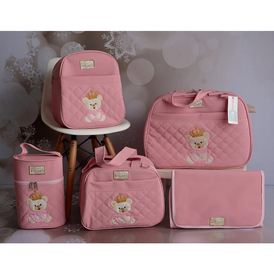 Kit Bolsas Maternidade Ursinho Menino Menina Bolsa Para Fraldas