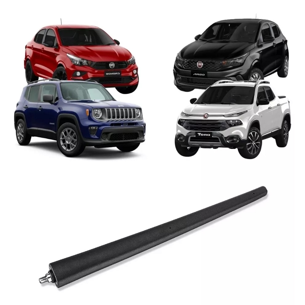 Haste De Antena De Teto 17cm Fiat Jeep Rosca Interna 6mm Base Quadrada MegaFlex