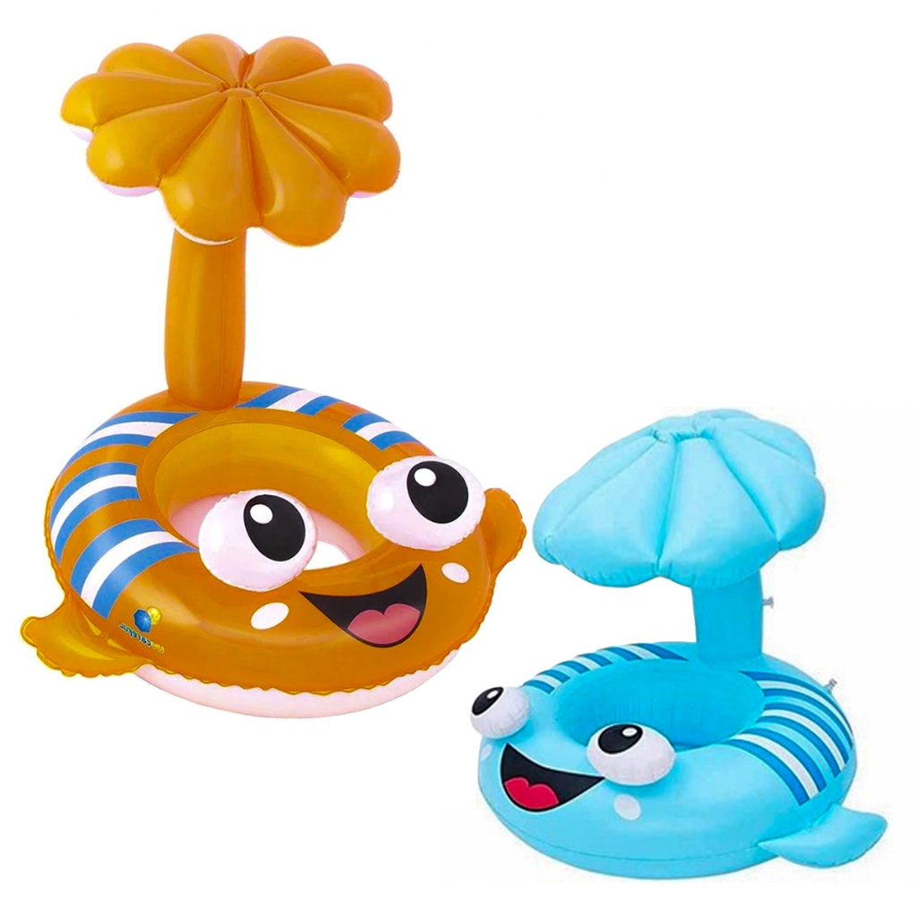 Boia Baby Bote Peixinho Cobertura para Sol Boia Inflável Infantil Peixe - Snel