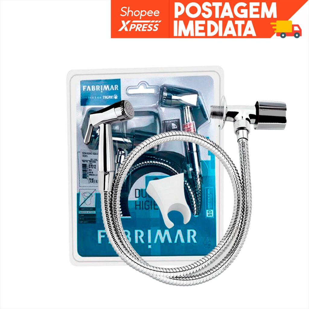Ducha Higiênica Para Banheiro Metal Gatilho Mangueira 1,20m Com Registro Cromado