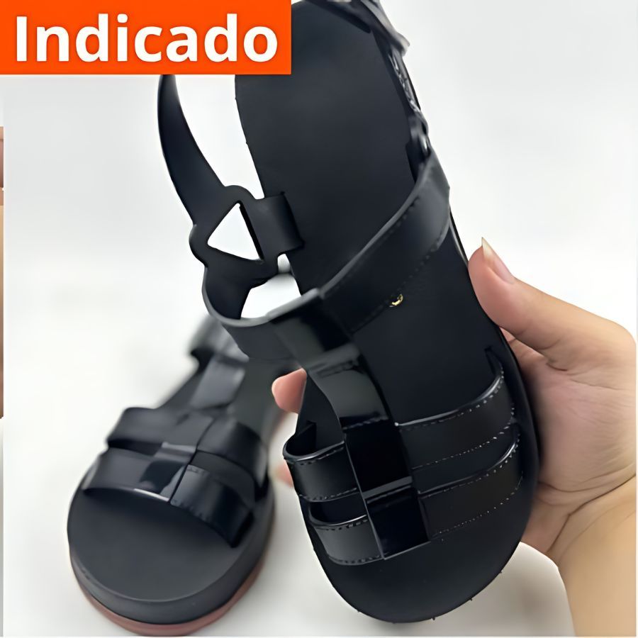 Sandália Meg Percata Ortopédica Preto Caramelo Leve Macio Moda Confortável 33 ao 40