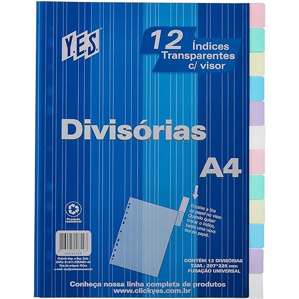 Divisória Fichário Yes: Onde Comprar | BuscaProdutos