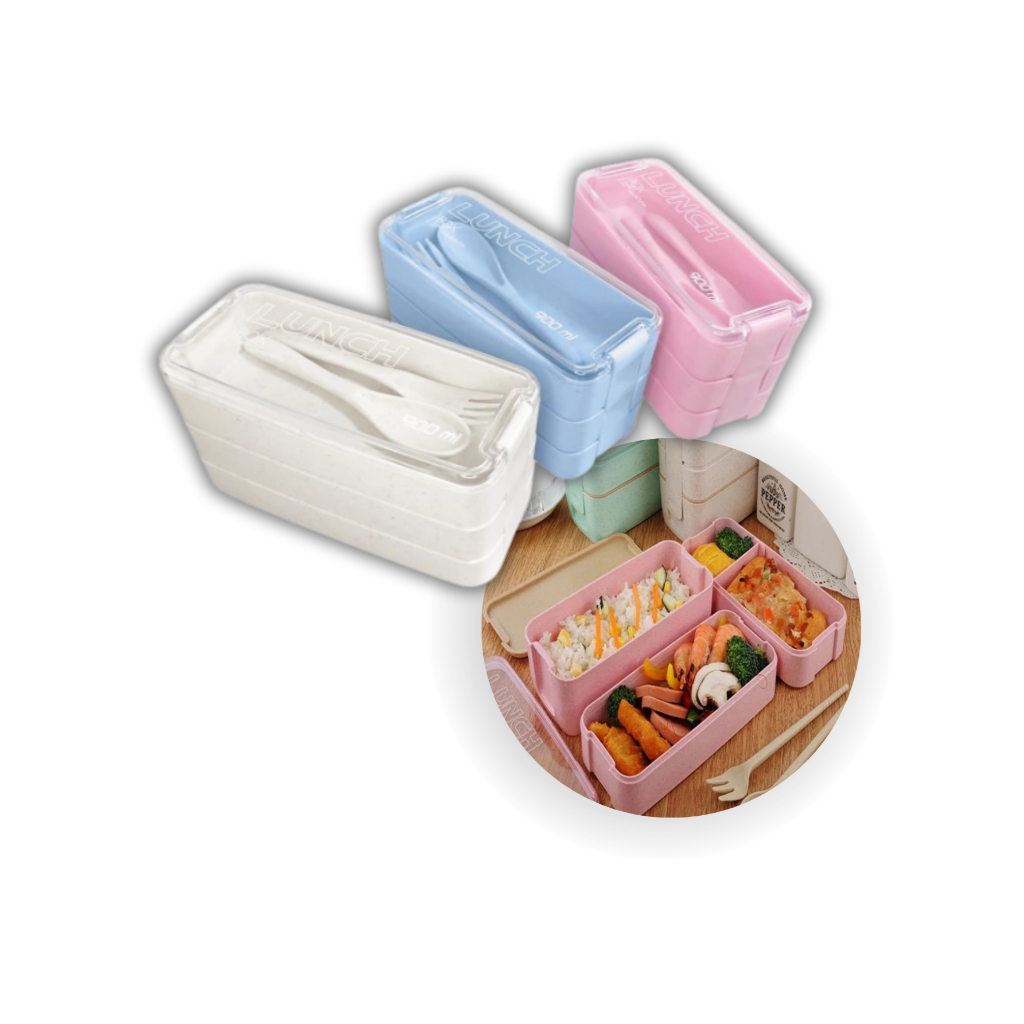 Pote Marmita 900ML Ecológica Fitness Lunch Box 3 Andares - 900ml