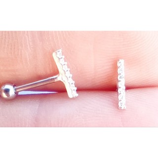 Piercing Tragus palitinho cravejado com zircônia prata 925 Cód:2007