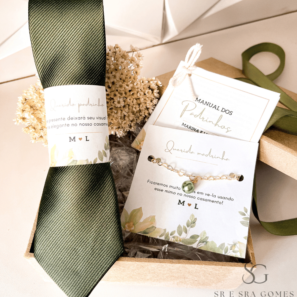 Kit Padrinhos Completo Gravata com Etiqueta  Personalizada e Tag + Pulseira com Tag+ Manua...
