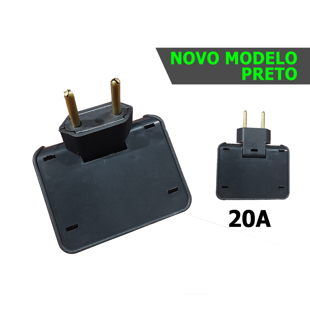 NOVO MODELO Adaptador Benjamin 20A ( ARTICULADO ) 3 Saídas Reforçado PRETO em Oferta na Shopee