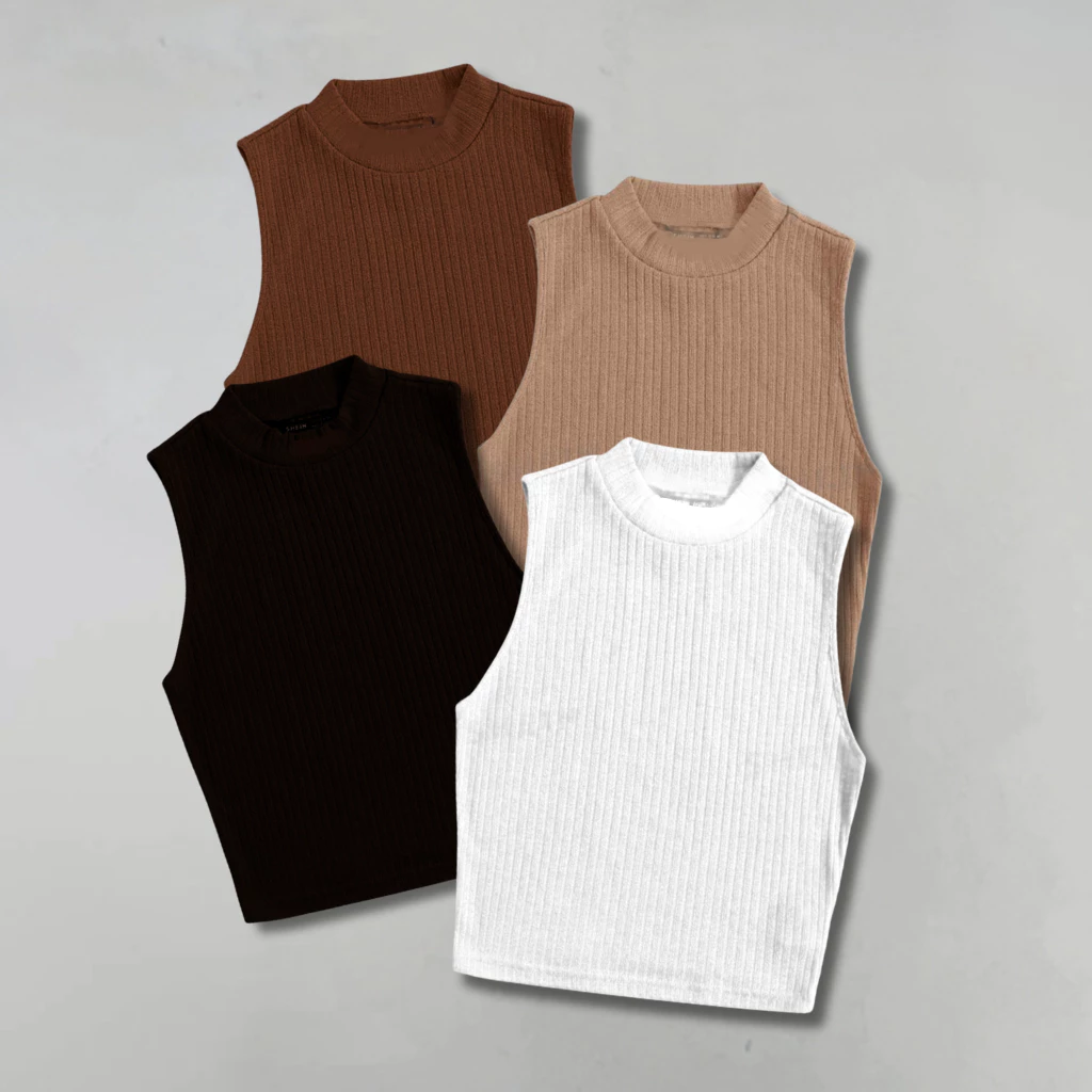 Kit 4 Croppeds Golinha Canelado Moda Gringa — imagem 1