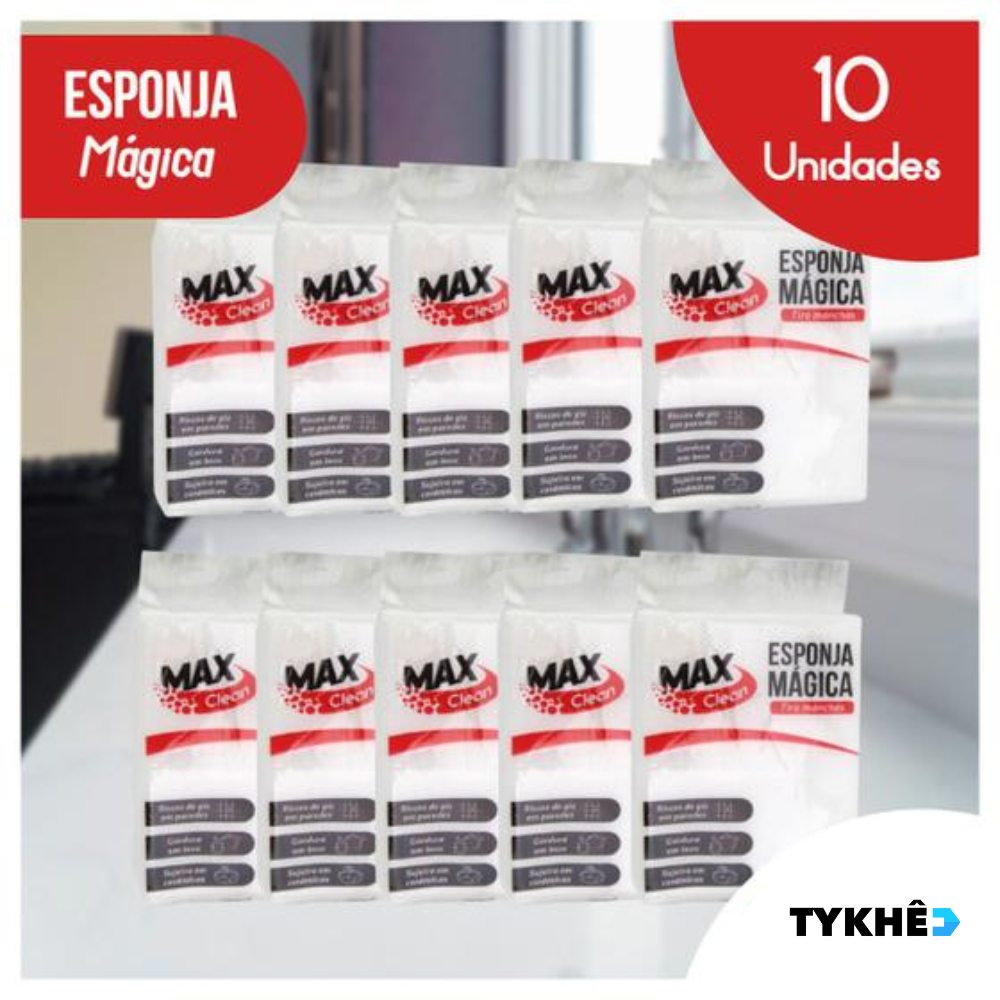 Kit com 10 Esponja Mágica Branca Tira Manchas Max Clean Clink