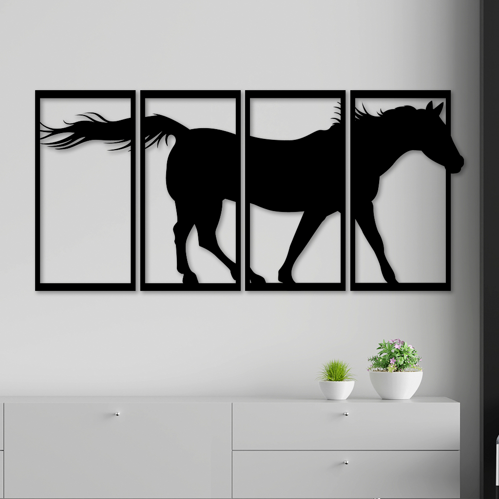 Conjunto 4 Quadros Vazados em MDF Balanço na Cavalo 20x10
