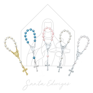 Mini Terço Pérola p/ Lembrancinhas – Kit c/ 15 Unidades – Batizado, Casamento, Comunhão em Oferta na Shopee