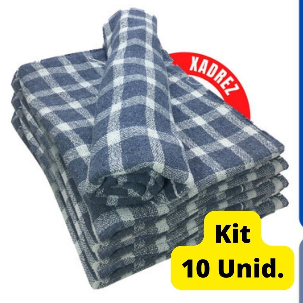 KIT 10 PANO DE CHÃO XADREZ/PANO ALVEJADO XADREZ/PANO DE CHÃO/PANO XADREZ/PANO DE LIMPEZA