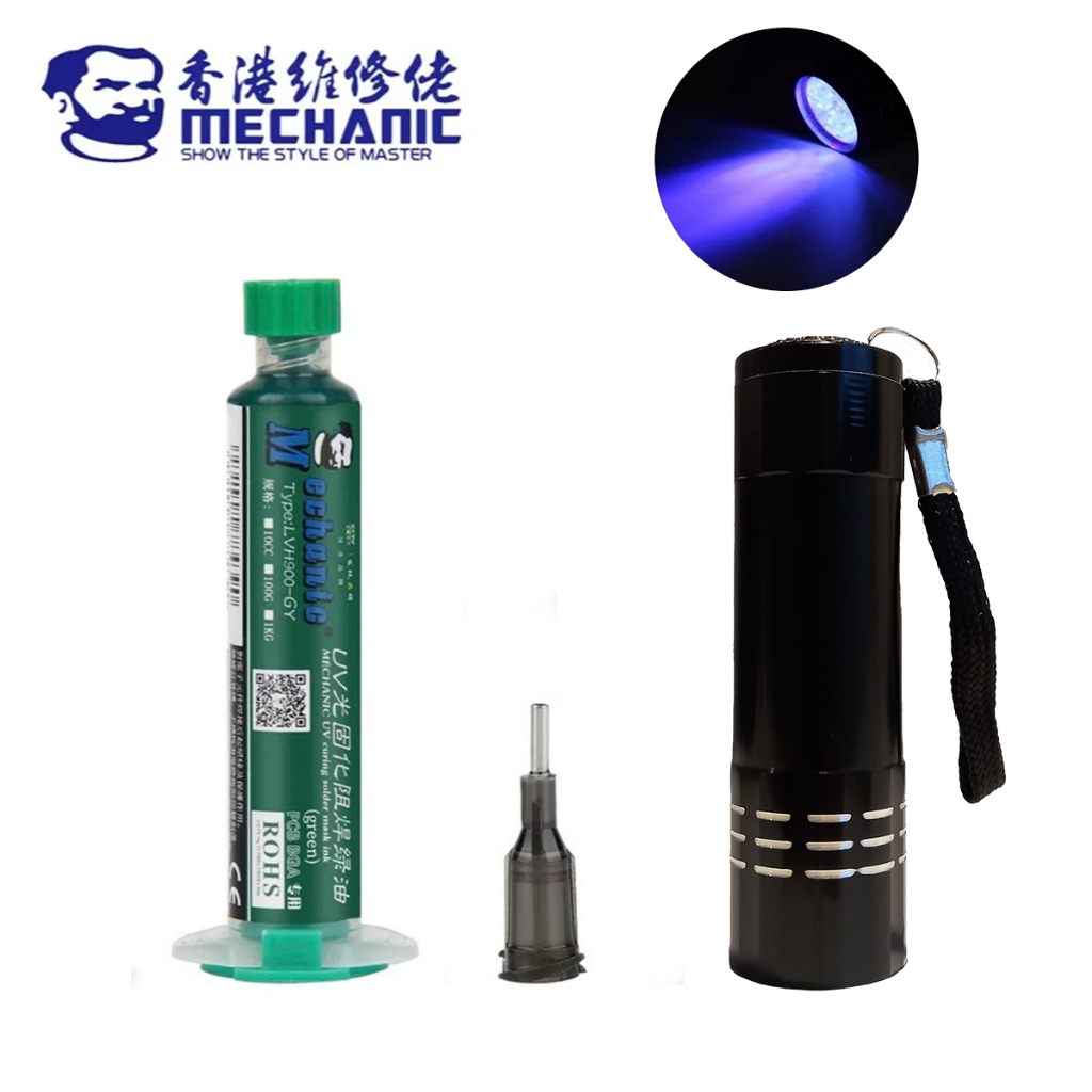 Kit Lanterna Uv C/ Tinta Uv Reparo De Placa Mascara UV Solda