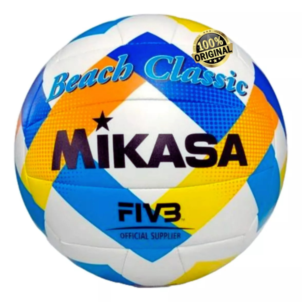 Bola Vôlei De Praia Mikasa Bv543c-vxa-y Cor Branco/amarelo/azul Profissional Original FIVB Treino Lazer