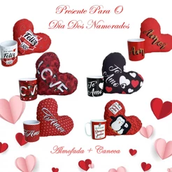 Kit Presente Para Namorados Almofada + Caneca Lembrancinha Com Frases Vários Modelos