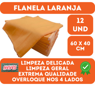 Flanela Laranja 40x60 Para Limpeza Geral - 12 Unidade em Oferta na Shopee
