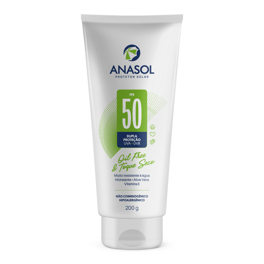 Protetor Solar Corporal Anasol Fps 50 Toque Seco - Com Aloe Vera e Vitamina E 200g