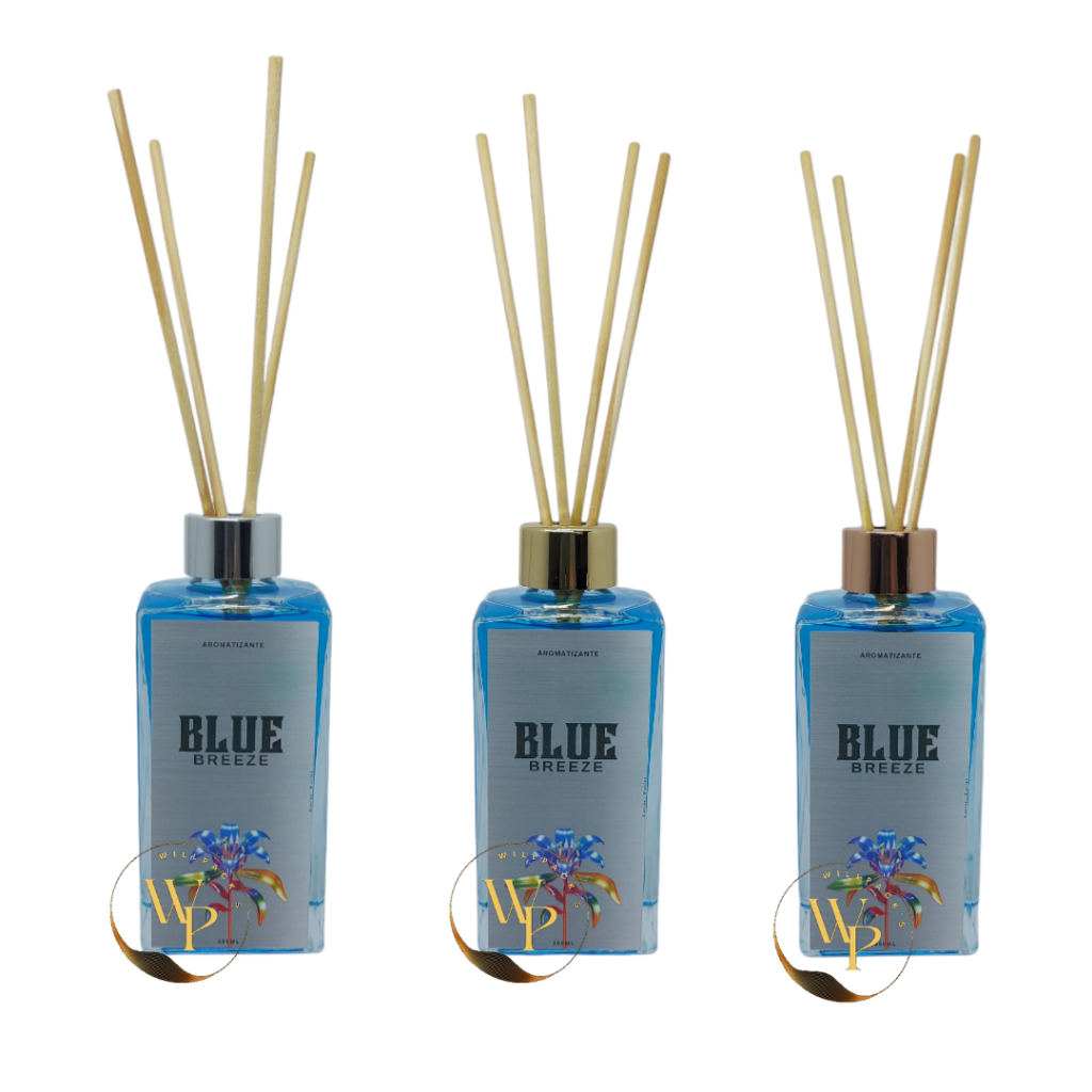 Aromatizante Difusor de Aromas Blue Breeze Com Difusor Diversas Cores Frasco de Vidro Quadrado 250ml